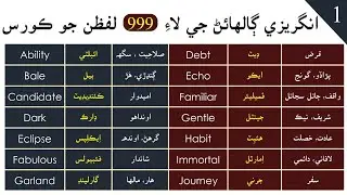 Basic English Vocabulary Course in Sindhi | 999 Vocabulary Words _ Lesson 1 | English in Sindhi