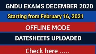 GNDU EXAMS Latest news|Gndu exams in offline mode