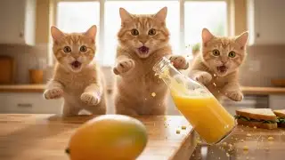Cat Family&rsquo;s Mango Juice Accident 😲 | Funny Sunday at Home
