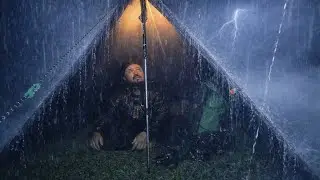 MASSIVE RAIN NIGHT CAMPING | SOLO CAMPING IN HEAVY RAIN AND THUNDERSTORM ⚡