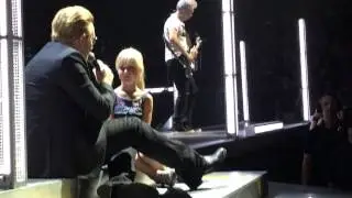 U2 City of Blinding Lights, Denver, 6-6-15, Bono brings Ella up on stage.