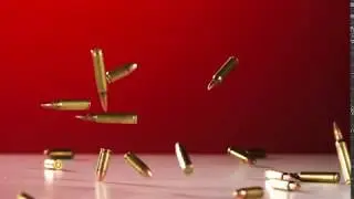 Bullets falling and bouncing in ultra slow motion 1,500 fps on a reflective surface   BULLETS PHANTO