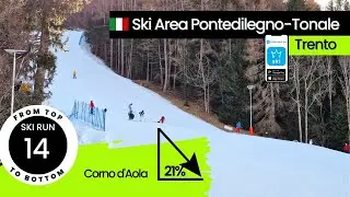 Ski Area Pontedilegno - Tonale Italy / ski run 14 Corno d'Aola, from top to bottom