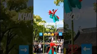 Fearless Women Balancing on Tall Bamboo Poles 😱 #viralshorts #shorts #balancechallenge #circus
