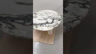 Natural Marble Round Coffee Table - Cylinder Base