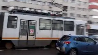The V3A-93 #203 tram (route 24) running on Bd. Ion Mihalache