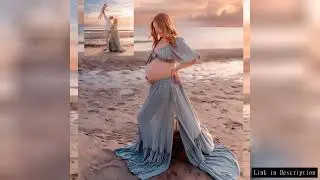 Maternity Photography Dresses Soft Cotton-Like Dress V-neck Tie Up Top A-line Skirt Two-Piece Set Cl