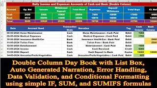 Mastering Double Column Day Book in Excel | List Box, Auto Narration, Error Handling & More
