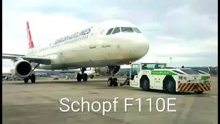 Schopf F110E aircraft pushback tractor in action