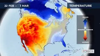 Monthly temperature forecast for the USA 2/22/2026