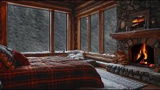 Enjoy the blizzard ambience outside the cave | Camping alone in a cave | Warm fireplace for Relax