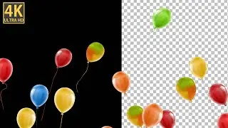 Realistic Balloon Flying Animation | Black screen 4k balloon animation | no copyright