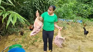 with daughter how to cook purple sticky rice for her child to eat and bring to the market to sell