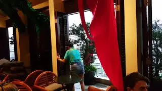 Famous Saigon Saigon Rooftop bar, Saigon, Vietnam, as storm coming in.