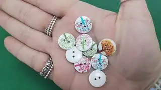White/Mixed-Colour Wood 15mm 2-Hole Round Tree of Life Buttons Pack Of 20 Y09245
