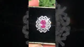 18k Gold GIA Certified Vivid Pink Sapphire Diamond Ring for Sale!! Contact me at +1 714-747-7437