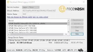 NiceHash Miner Legacy V 1.9.0.20 GTX1060 6GB 8Cards