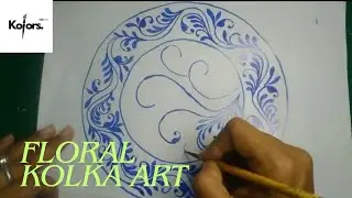 Traditional Kolka Art Painting | Hand-Drawn Blue Floral Design 