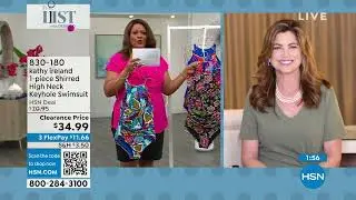 kathy ireland 1piece Shirred High Neck Keyhole Swimsuit