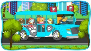Wheels on the Bus Go Round and Round w Piggies Dressed as PAW Patrol | Nursery Rhymes Song