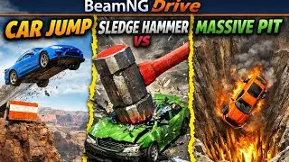 BeamNG.Drive Ca Jumps r vs Sledge Hammer, Massiv Pit