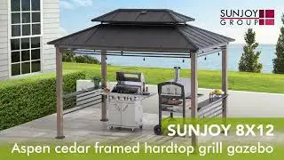 Беседка-гриль Sunjoy 8 x 12 из кедрового каркаса своими руками с солнечной батареей | Навес для барбекю на заднем дворе