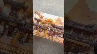ASMR autumn scenery card DIY🍂🍁🧡✨|#asmr #journal #scrapbooking #diy #fyp #autumn #fall #landscape