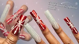 FESTIVE CHRISTMAS GLAM POLYGEL NAILS 🎁✨ Winter Holiday Nail Tutorial