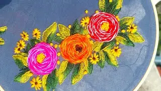 Amazing Creative Rose Pattern Design Hand Embroidery Stitch for Beginners #diy #embroidery #flower 