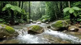 4K Gentle Rain & Flowing River ASMR | Relaxing Forest Water Sounds for Sleep