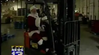Santa, 300 turkeys swoop into food bank
