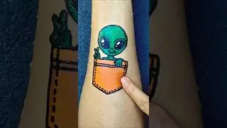 Alien In your Pocket 🥴Tattoo design by floating pen art sticker #shorts