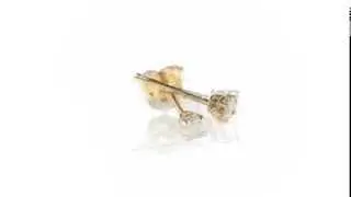 Solitaire Stud Diamond Earrings 1/5 Carat in Sterling Silver and Yellow Gold Plating