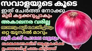 സവാളയുടെ കൂടെ ഇത് ചേർത്താൽ മുടി  നല്ല കറുപ്പായി വളരും||Hair fall remedy
