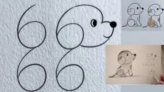 6 Number Se Cute Puppy Drawing | Easy Puppy Sketch for Beginners | RazaArtWork