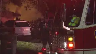 Raw: Garage fire on Greenmont in northwest Houston