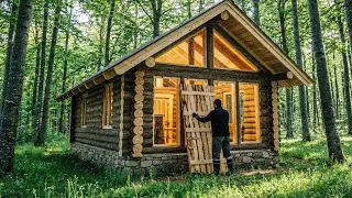 Surviving a Freezing Winter, Building a Forest Cabin in the Wilderness
