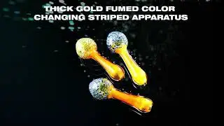Thick Gold Fumed Color Changing Striped Glass Pipe   P2495 JM