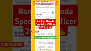 Bank of Baroda Specialist Officer 2025 📚✍️ #ytshorts #jobs2025 #afterdegreejobs