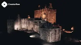 🎥 Castle At Night Drone Footage |  4K Royalty free stock video footage