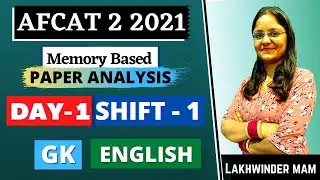 AFCAT 02/2021  28th August Shift 1 | GK and English Full  Solutions | Lakhwinder kaur|