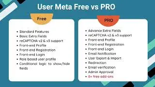 User Meta Free vs Pro : WordPress User Management & Profile Builder Plugin
