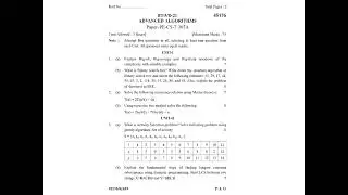 Advanced Algorithms KUK University B.Tech. 5th Semester 2021 Question Paper