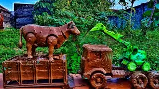 Mencari Dan menemukan mainan Berlumpur, Mobil truk, Sapi, Excavator besar, Bus tayo, jeep offroad, 