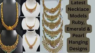Latest Necklace Models | Ruby, Emerald & Pearl Hanging Designs #NecklaceTrends, #AntiqueJewellery,
