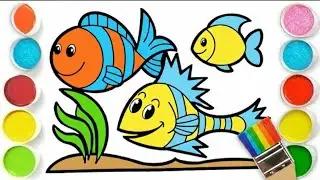 SHARK 🦈 with baby shark coloring painting drawing for kids let's draw together _child art