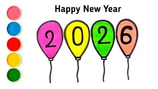 Happy New Year drawing | new year drawing 2026 easy | 2026 new year card making | Easy new year art