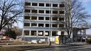 Wyburzanie dawnego „Polmozbytu” na ul. Kamiennej we Wrocławiu