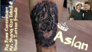 Big Boss Contestant Mr. Shariq Getting Inked on his Pet 👑Aslan Potrait #dog #dogtattoo #dogportrait