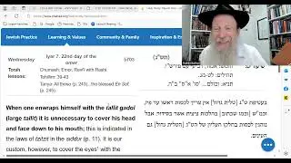 HaYom Yom: How to use a Talit Gadol. Learning Sota